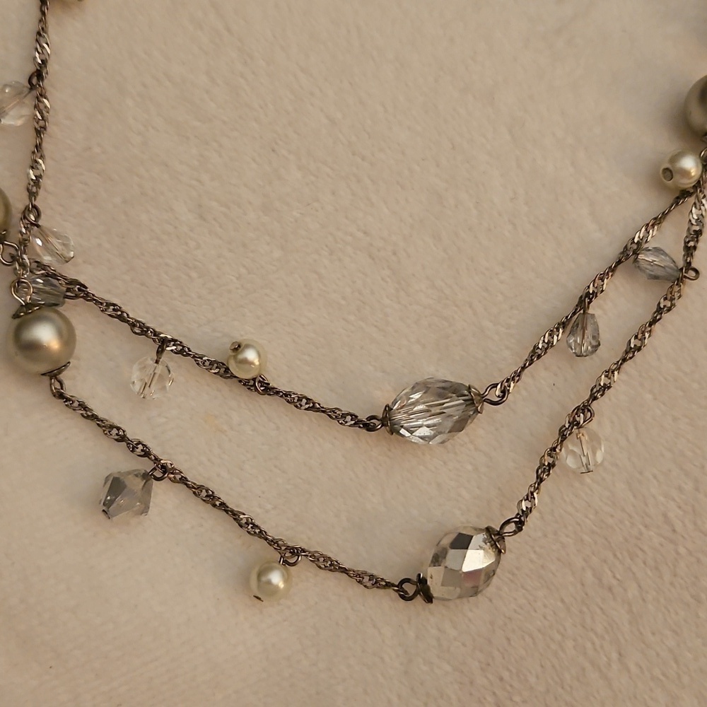 PREMIER DESIGNS Faceted Glass Pearl Cha Cha Long Bridal Formal Chain Necklace - Picture 5 of 8